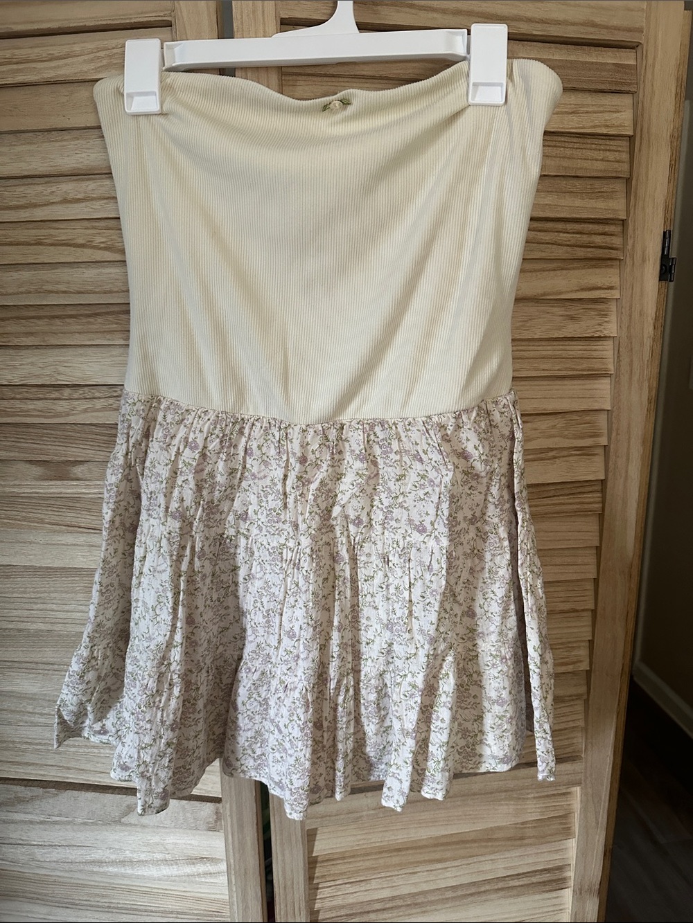 Cream Floral tube top Women’s dress